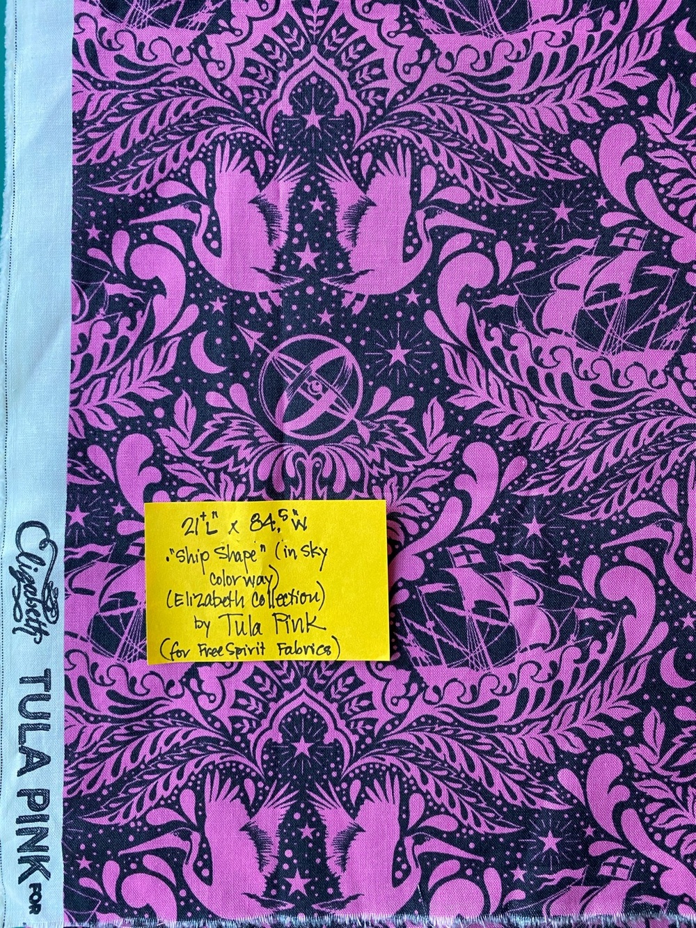 OOP Tula Pink- 21”Hx84.5”W “Ship Shape” fabric design. Rare